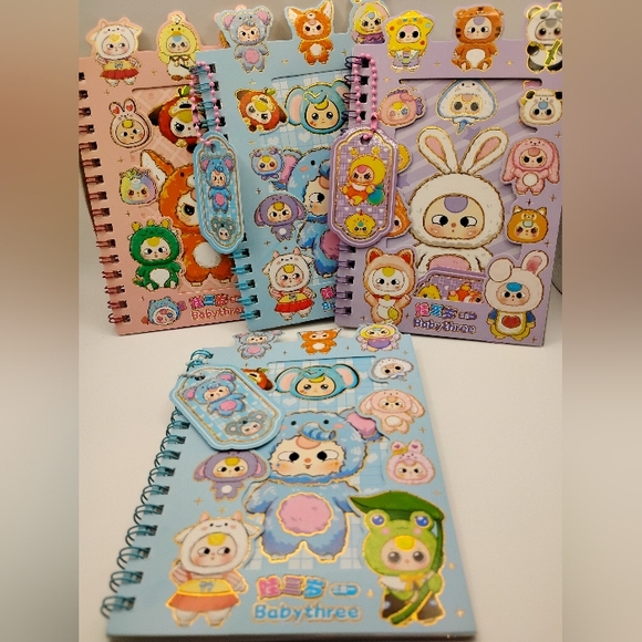 Labubu Accessories - 4 Baby Three Notebook And Stickers Journal Set